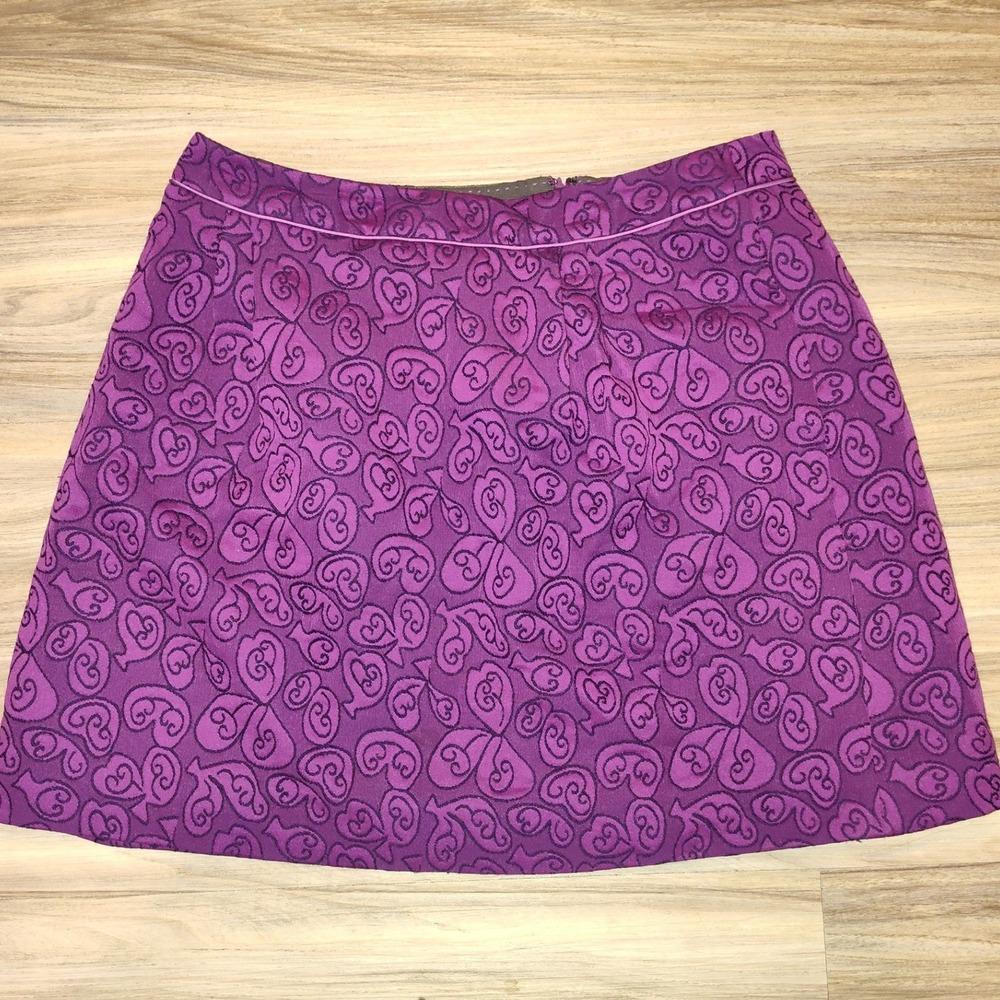 HD in Paris Anthropologie Purple Embroidered A-Line Mini Skirt Size‎ 12